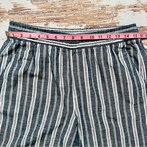 Old Navy High Waisted Linen Blend Wide Leg Pants Striped Blue White Size M - Picture 10 of 17